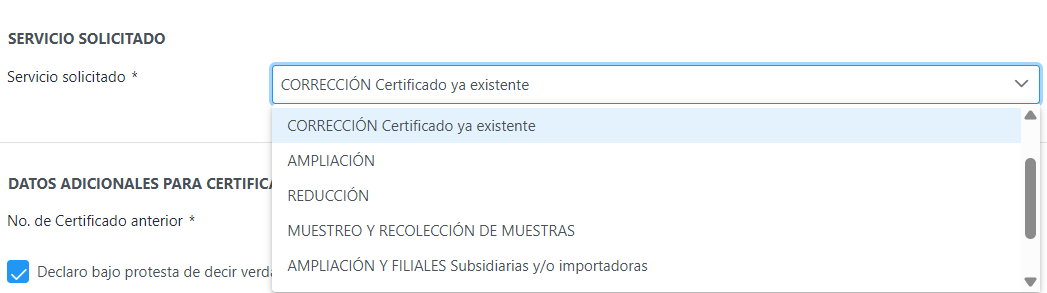 Catálogo de servicios con captura genérica